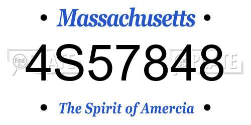 4S57848 Massachusetts License Plate