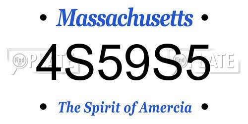 4S59S5 Massachusetts License Plate