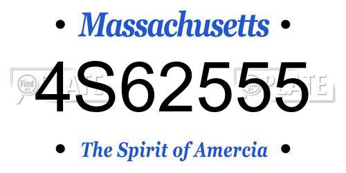 4S62555 Massachusetts License Plate