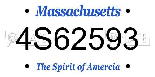 4S62593 Massachusetts License Plate