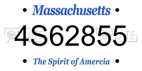 4S62855 Massachusetts License Plate
