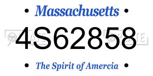 4S62858 Massachusetts License Plate