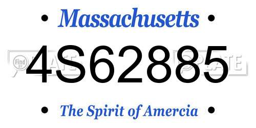 4S62885 Massachusetts License Plate