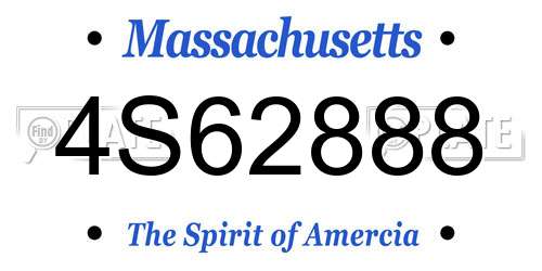 4S62888 Massachusetts License Plate