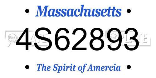 4S62893 Massachusetts License Plate