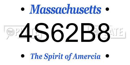 4S62B8 Massachusetts License Plate
