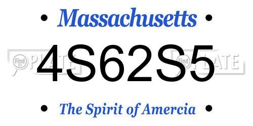 4S62S5 Massachusetts License Plate