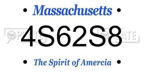 4S62S8 Massachusetts License Plate