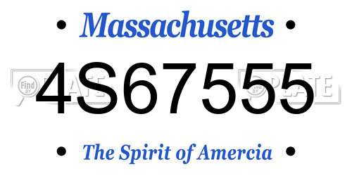 4S67555 Massachusetts License Plate