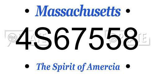 4S67558 Massachusetts License Plate
