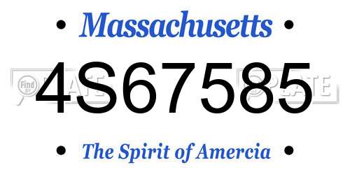 4S67585 Massachusetts License Plate