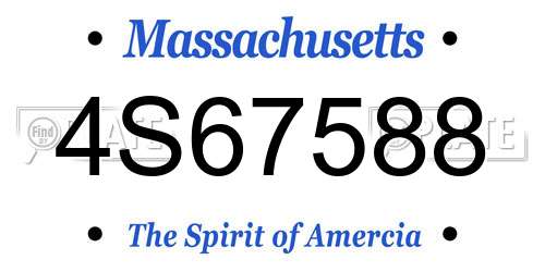4S67588 Massachusetts License Plate