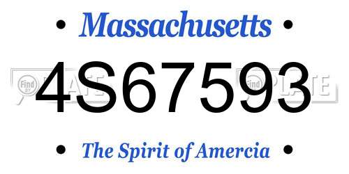 4S67593 Massachusetts License Plate