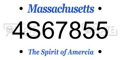 4S67855 Massachusetts License Plate
