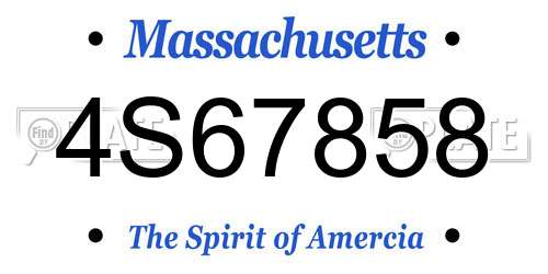 4S67858 Massachusetts License Plate