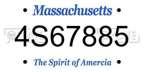 4S67885 Massachusetts License Plate