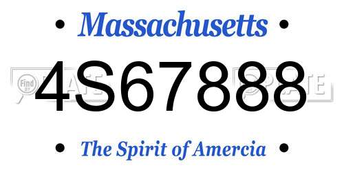 4S67888 Massachusetts License Plate