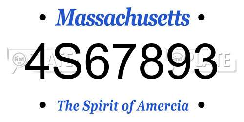 4S67893 Massachusetts License Plate