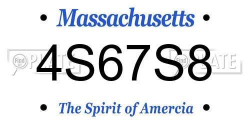 4S67S8 Massachusetts License Plate