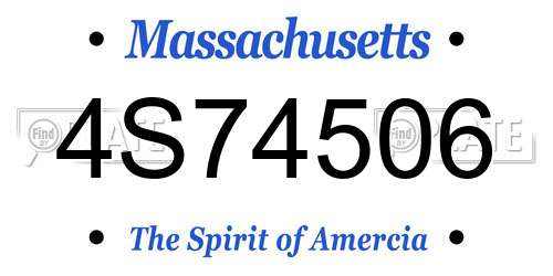 4S74506 Massachusetts License Plate