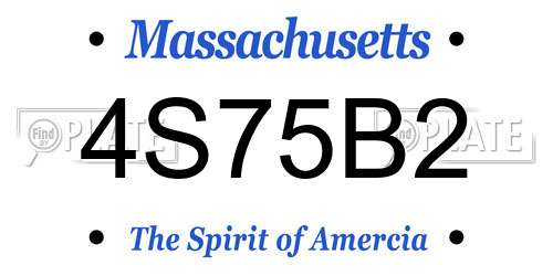 4S75B2 Massachusetts License Plate