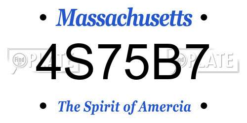4S75B7 Massachusetts License Plate