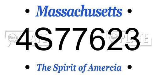 4S77623 Massachusetts License Plate