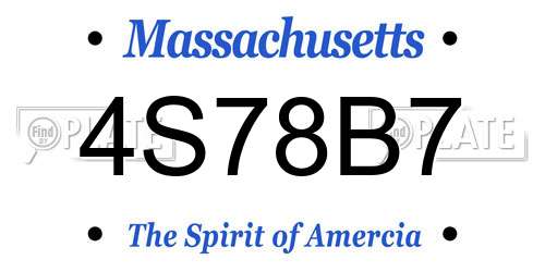 4S78B7 Massachusetts License Plate