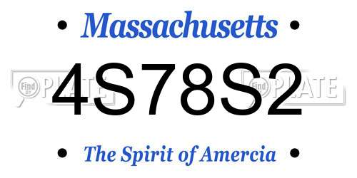 4S78S2 Massachusetts License Plate