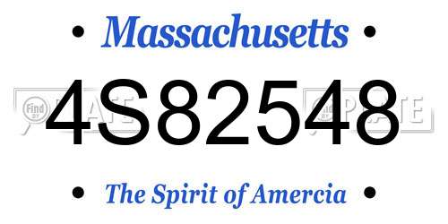 4S82548 Massachusetts License Plate