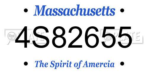 4S82655 Massachusetts License Plate