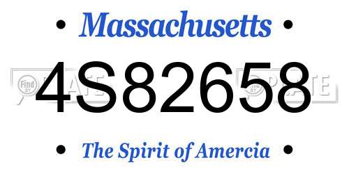 4S82658 Massachusetts License Plate