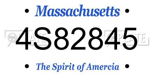 4S82845 Massachusetts License Plate