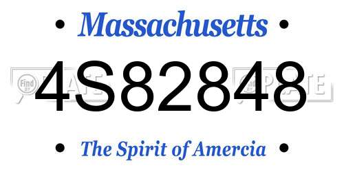 4S82848 Massachusetts License Plate