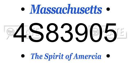 4S83905 Massachusetts License Plate