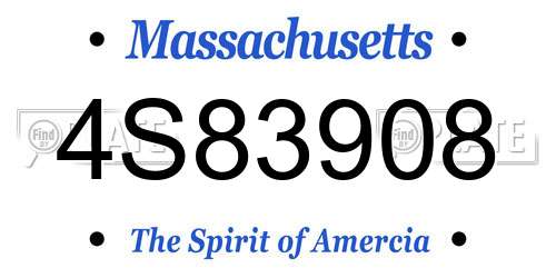 4S83908 Massachusetts License Plate