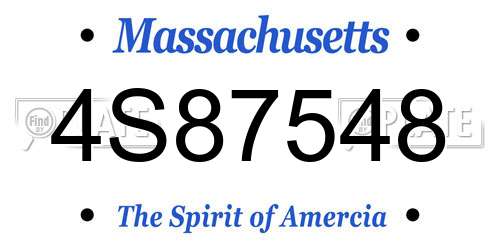 4S87548 Massachusetts License Plate