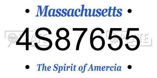 4S87655 Massachusetts License Plate