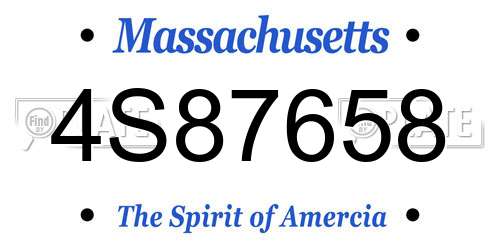 4S87658 Massachusetts License Plate