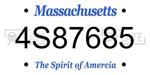 4S87685 Massachusetts License Plate