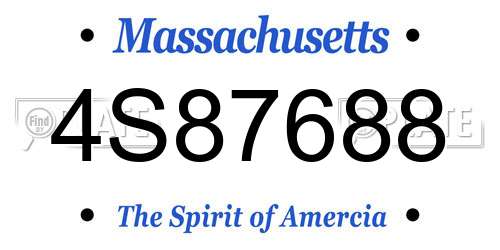 4S87688 Massachusetts License Plate