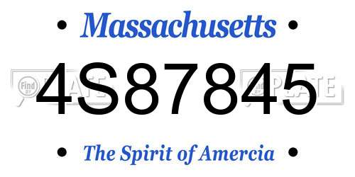 4S87845 Massachusetts License Plate