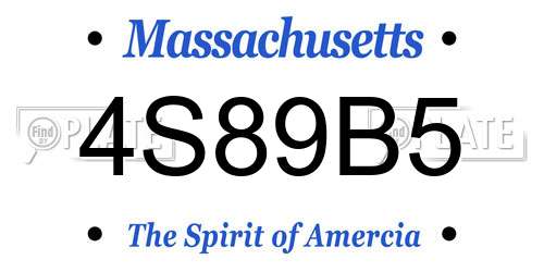 4S89B5 Massachusetts License Plate