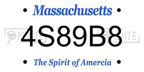 4S89B8 Massachusetts License Plate