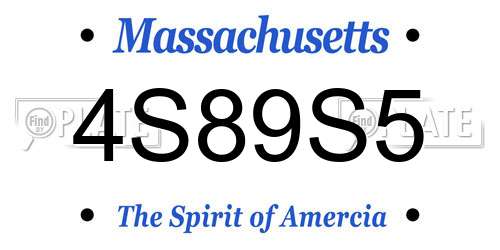4S89S5 Massachusetts License Plate
