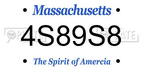 4S89S8 Massachusetts License Plate
