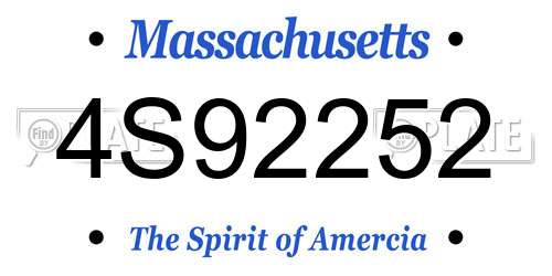 4S92252 Massachusetts License Plate