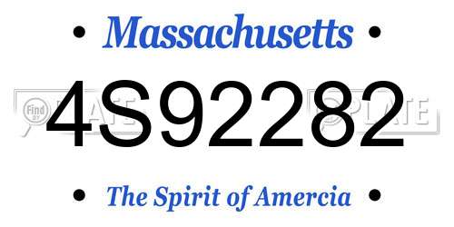 4S92282 Massachusetts License Plate
