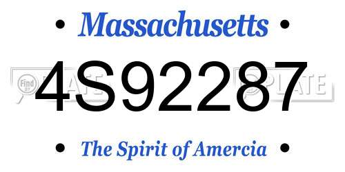 4S92287 Massachusetts License Plate