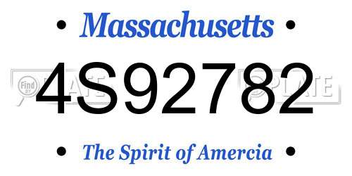 4S92782 Massachusetts License Plate